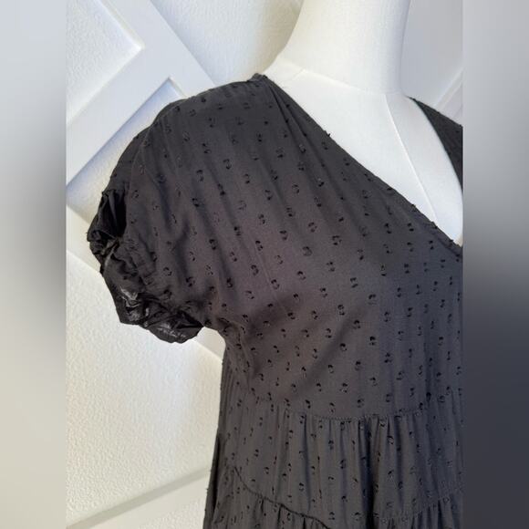 Angie Black Swiss Dot Tiered Mini Dress Size Medium - Picture 3 of 9